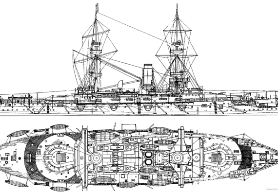 Warship HMS Mars 1896 [Battleship] - drawings, dimensions, pictures